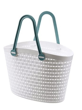 1 Piece, Plastic shopping Organizer Basket with Handles, Shower Caddy Tote Portable Storage Bins for Bathroom, Kitchen, Closet, Size: LARGE, Dimension: 41.5 * 30.5 * 20 cms, Color: White - Image 2
